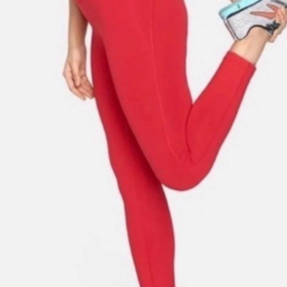 Outdoor Voices TechSweat 7/8 Red High-Waisted Leggings